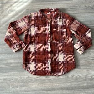 Como Blu - M - Comfy Warm Faux Fur / Fleece / Flannel Collar Shirt